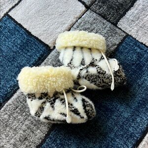 Cozy Cream and Black Baby Booties